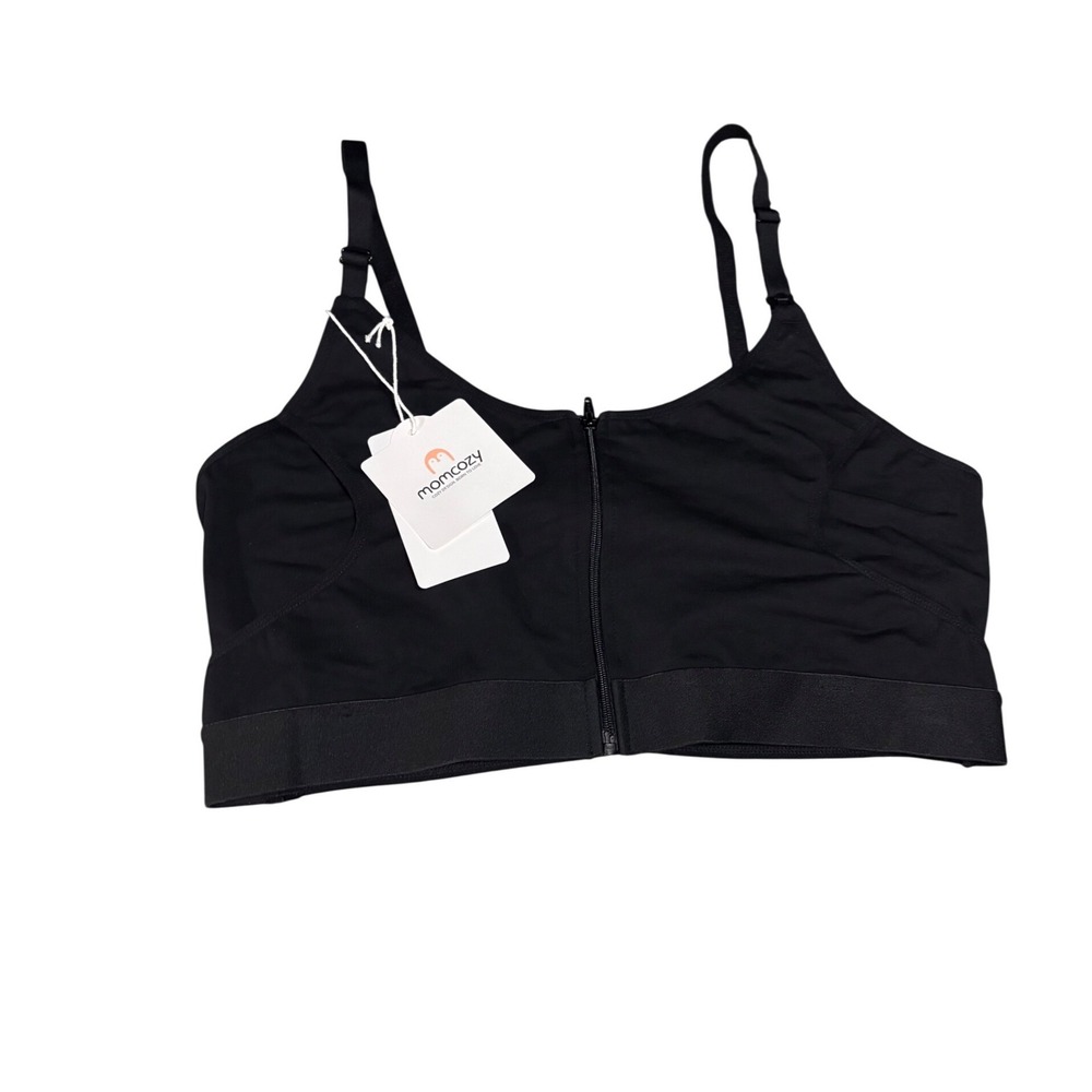 Momcozy Pumping Nursing Bra Women Size XL Black New Zip Front Hands Free - Picture 7 of 9